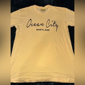 Yellow Ocean City Maryland Graphic Tee | Beachy Cursive Script T-Shirt